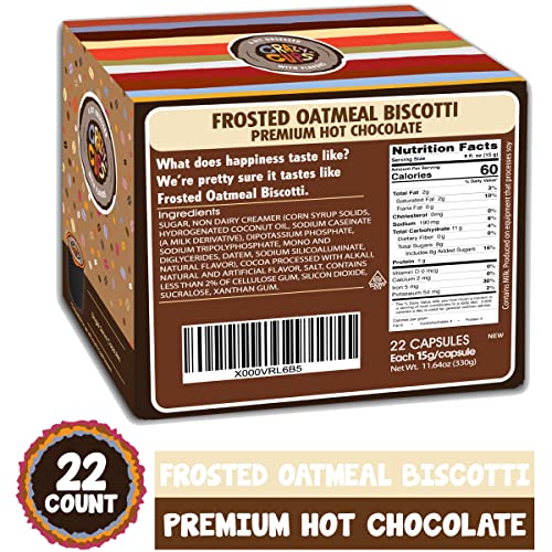 Crazy Cups Seasonal Hot Chocolate, Frosted Oatmeal Biscotti Premium Hot Chocolate Hot Cocoa, Single Serve Cups For Keurig K Cup Brewers, 22 Count #TOP1