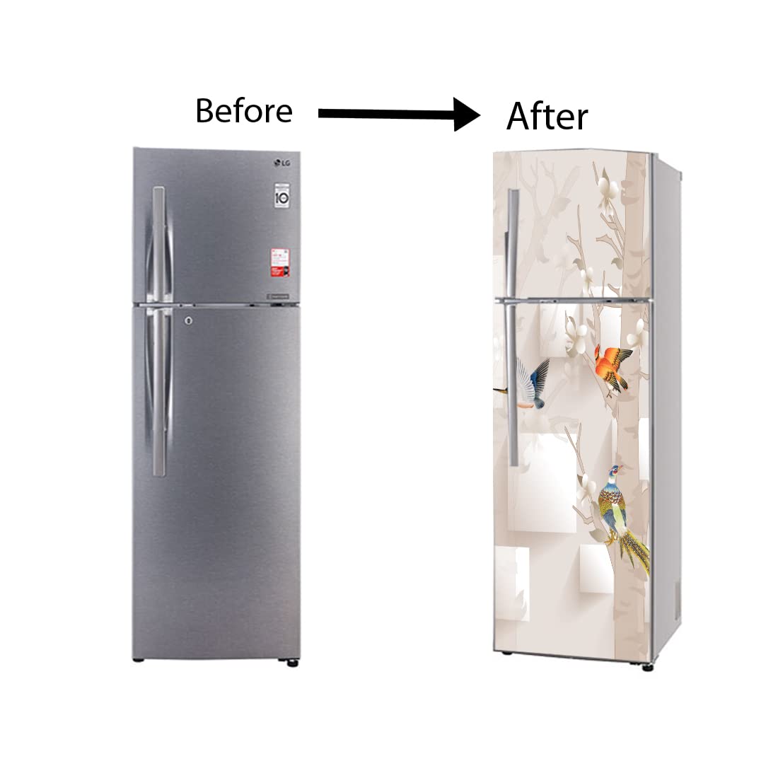 WallDaddy Fridge Stickers & Wall Stickers, Beautiful Fridge Decorative Sticker Wallpaper Poster (PVC Vinyl) Large Size (60x160 cm) (Sparrow World)-Self-Adhesive 2