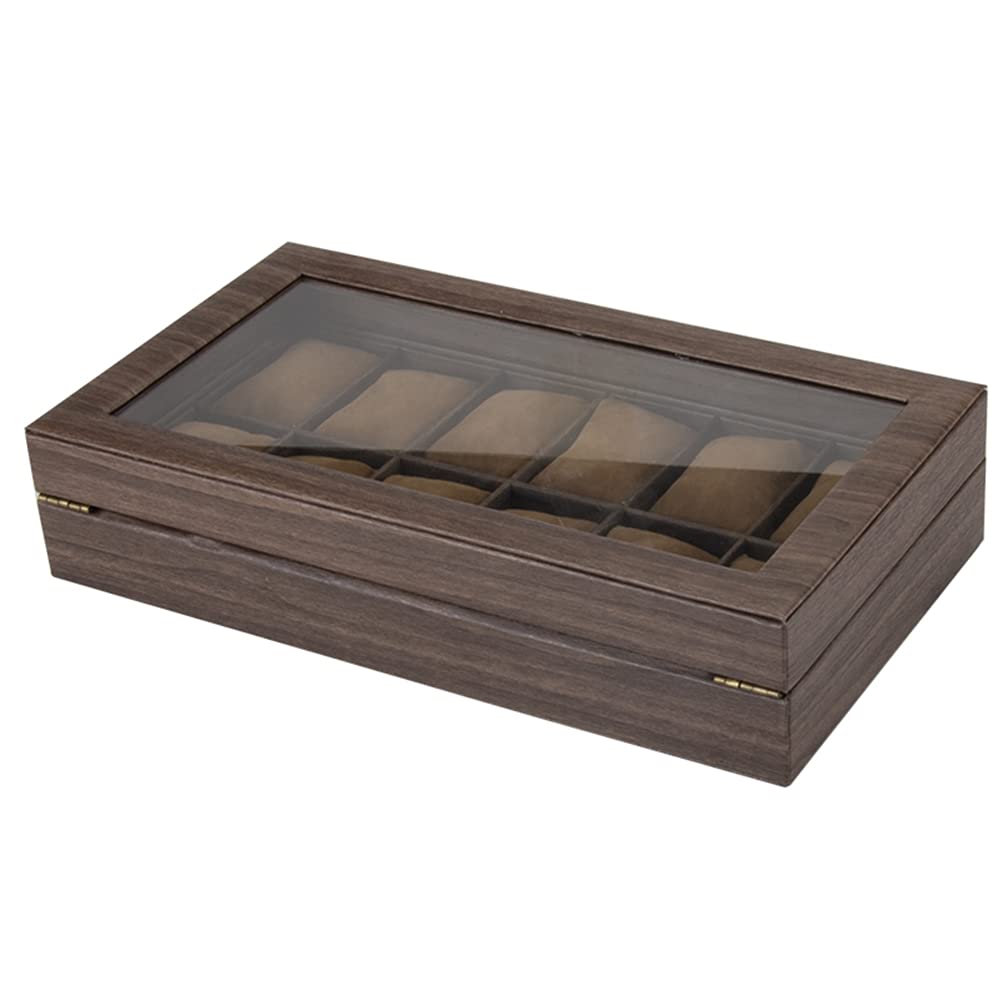 ACMHNC Uhrenkasten Herren Damen Uhrenbox mit 12 Fächer, PU Leder Uhrenkoffer Damen Herren Schmuckkasten Uhren Aufbewahrungsbox mit Transparent Glasdeckel