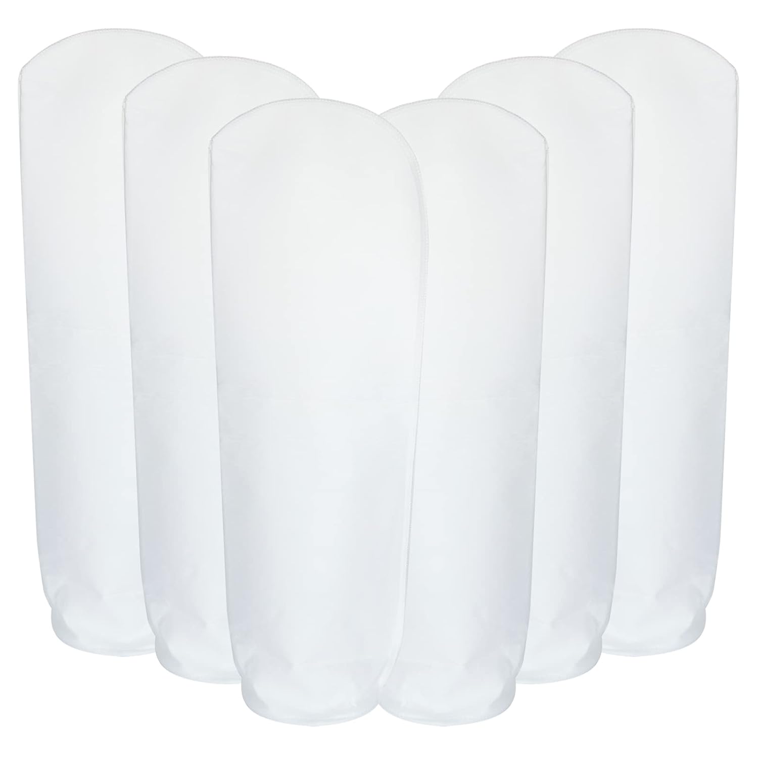 ZIQI 6-Pack 7x32 Inch 50 Micron Polypropylene Felt Filter Socks w/ Stainless Steel Ring - Aquarium, Industrial, Chemical Filtration