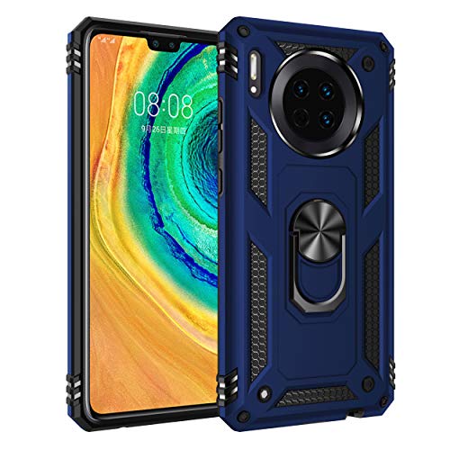 yanzi Compatible para Huawei Mate 30 Teléfono Funda(2019)+3D Vidrio Templado[Militar Anti-Choques]-[Soporte] Matte TPU Bumper Protección Carcasa para Huawei Mate 30-Azul