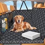 URPOWER Back Seat Extender for Dogs - Hard Bottom Dog Car Seat Cover with 1PC Leak-Proof Pee Pad, Foldable Dog Hammock for Car, SUV, and Truck, Pet Rear Seat Protector Dogs Travel Bed with Mesh Window