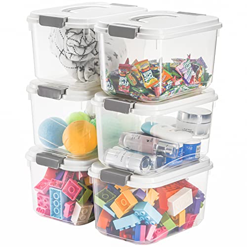 Elsjoy Set Of 8 Plastic Storage Bins, 5.5 Quart Clear Storage Latch Box With Lids, Stackable Organizing Bins Lidded Storage Container For Toys, Snacks, Cosmetics #TOP4
