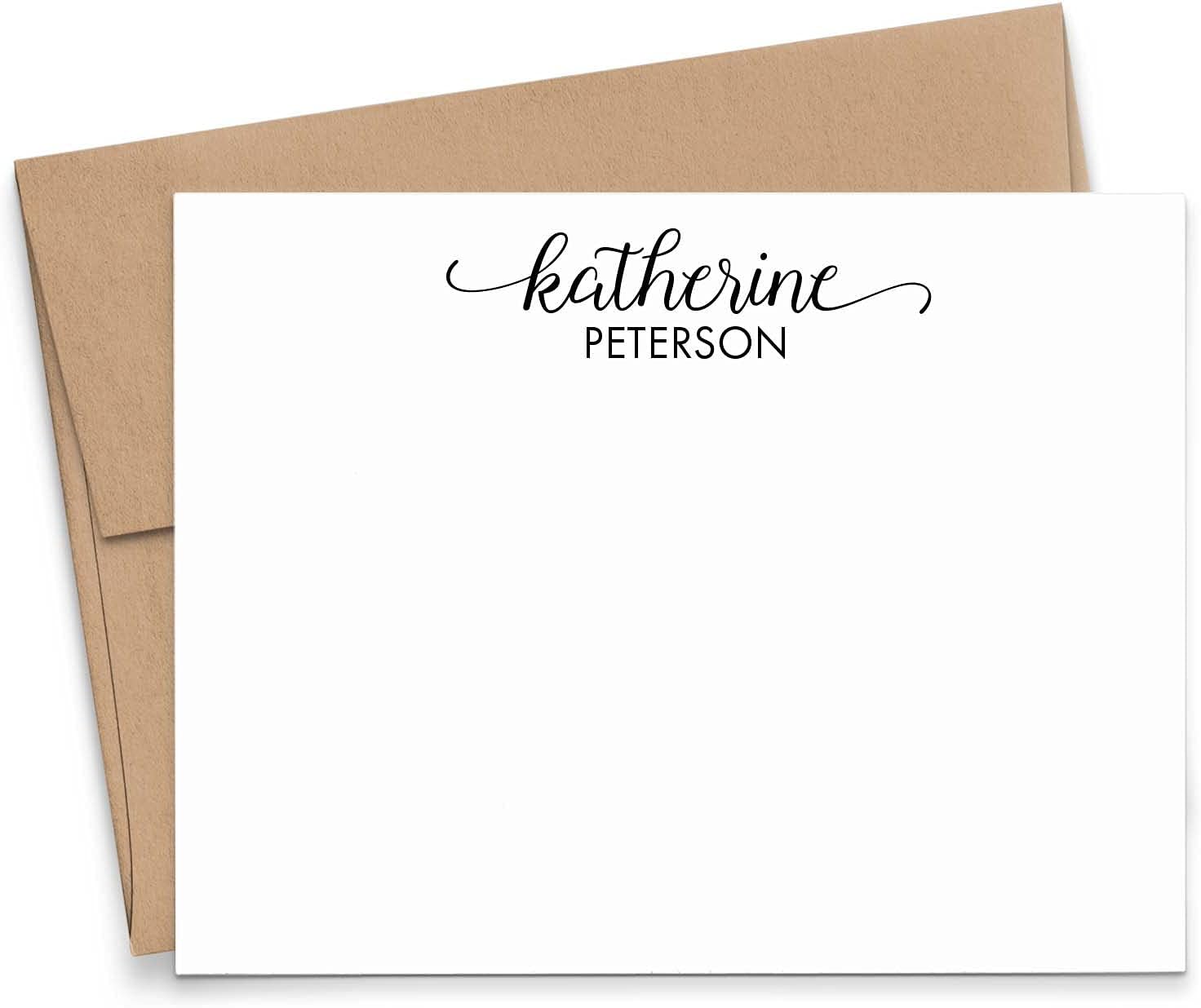 Classic Personalized Stationery for Women, Professional FLAT Note Cards with Envelopes, Personalized Stationary Set for Women, Your Choice of Colors and Quantity