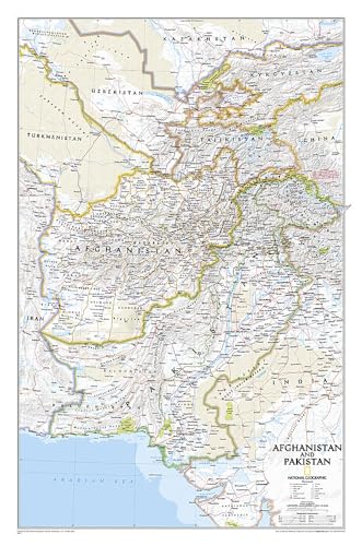 National Geographic Afghanistan, Pakistan Wall Map - Laminated (21.5 x 32.5 in) (National Geographic Reference Map)