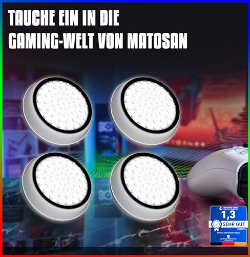 Image of MatoSan Thumbstick Silicone Caps - Compatible with PS5 & PS4 Controllers - Grip Attachments for Precise Control - Non-Slip Stick Caps - Gaming Accessories (4 Pieces SpaceSan White)