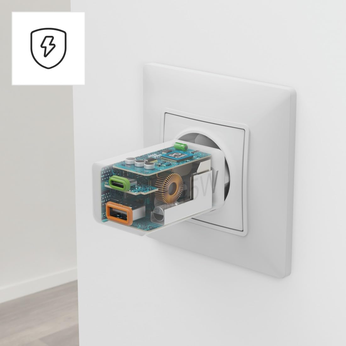 Hama Ładowarka sieciowa mini 45 W, 1x USB typ C, 1x USB A (mała, lekka, adapter ładowania, Power delivery, Quick Charge, wydajna, szybka) biała