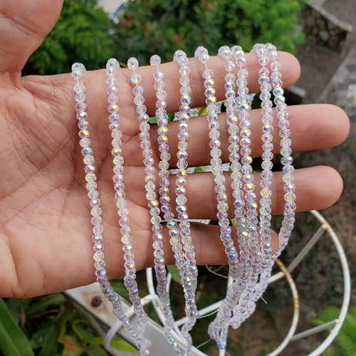 Image of 4mm White Rondelle Glass Beads for Jewelry Making 1200pcs Faceted Briolette Shape Crytal Spacer Beads Assortments Supplies Accessories for Bracelet Necklace for Wholesale - AB Colour