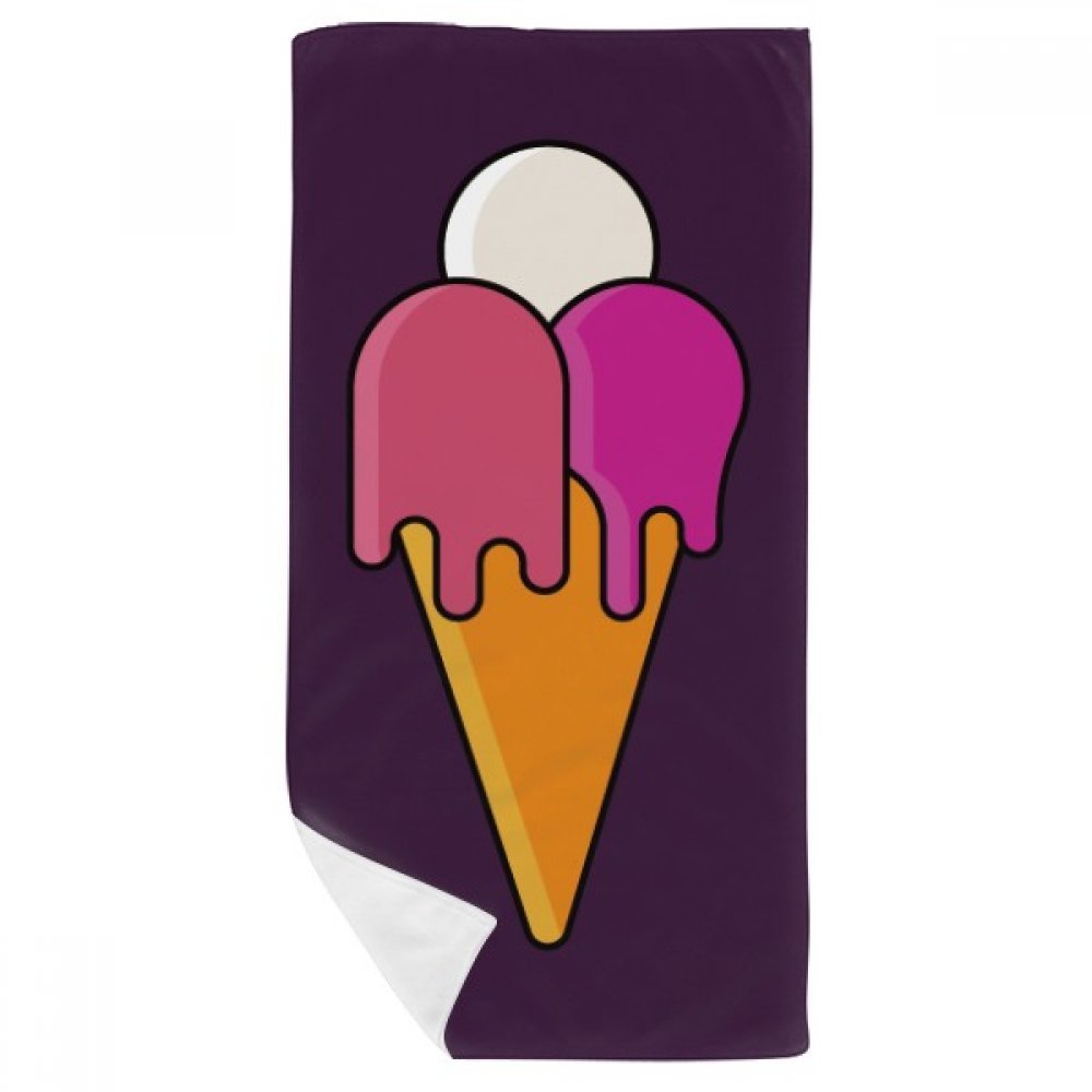Serviette de bain doux anti-irritation motif cornet de crème glacée blanc et rouge 35x70