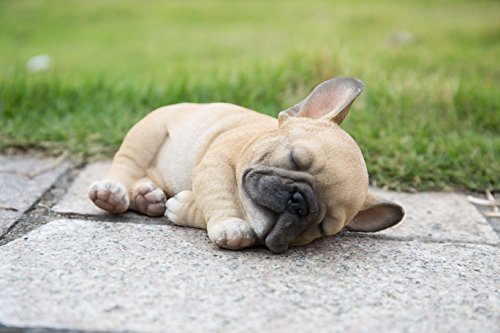 Hi-Line Gift Ltd, Pet Pals French Bulldog Puppy Sleeping, 7-Inch Length, Indoor Outdoor Statue Figurine #TOP5