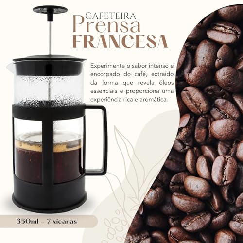 Cafeteira Prensa Francesa 350ml Borosilicato French Press 7 Xícaras de Café