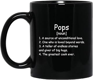 Pops Definition Ceramic Mug Gift for Pops Birthday/Fathers Day 11oz Black Microwave & Dishwasher Safe for Coffee/Tea Ideal for Family Breakfasts Weekend Gatherings​