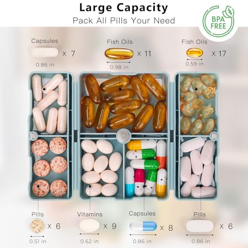 Image of FYY Travel Pill Organizer, Small Pill Box Medicine Case-2pcs Navy