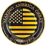 Crisky 50th Birthday Plates Black and Gold Dessert, Buffet, Cake, Lunch, Dinner Plates for 50th Birthday Decorations Party Supplies, Making America Great Since 1970. 50 Count, 9