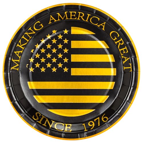 Crisky 50th Birthday Plates Black and Gold Dessert, Buffet, Cake, Lunch, Dinner Plates for 50th Birthday Decorations Party Supplies, Making Great Since 1976. 50 Count, 9