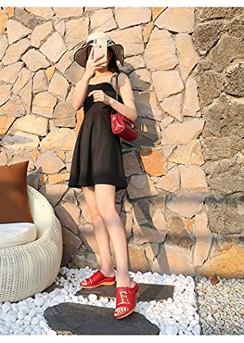 Govicta Womens Wedges Sandals Heel Sandle Slide Sandals For Women Leather Flat Sandals Open Toe Plaforms Casual Summer Sandals Walking Shoes Size 9 Red #TOP5