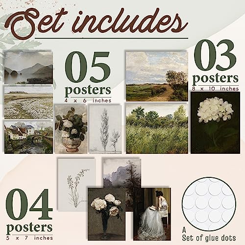 97 Decor Vintage Wall Art Prints - Vintage Posters For Room Aesthetic, Moody Vintage Prints For Wall Decor, French Country Botanical Paintings, Cozy Cottage Gallery Prints For Bedroom (Unframed)