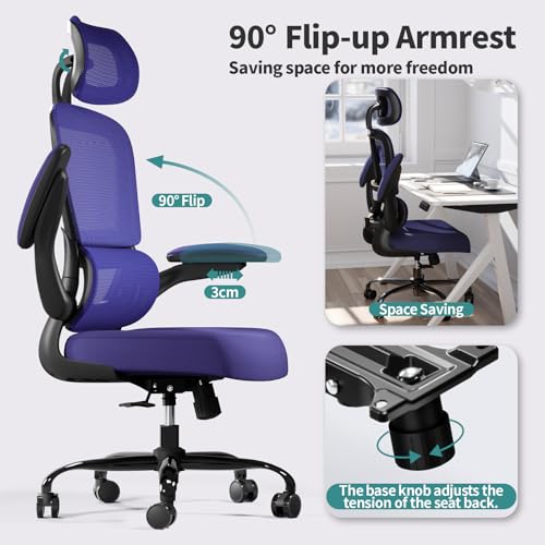 Image of TRALT Office Chair Ergonomic Desk Chair, 330 LBS Home Mesh Office Desk Chairs with Wheels, Comfortable Gaming Chairs (Violet)