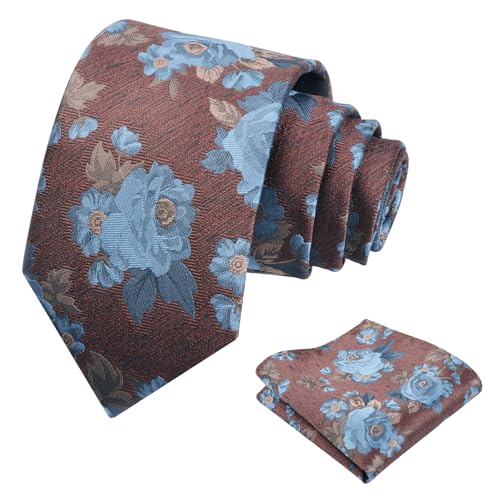 Image of Alizeal Mens 3.15'' Colorful Flower Pattern and handkerchief Necktie Set