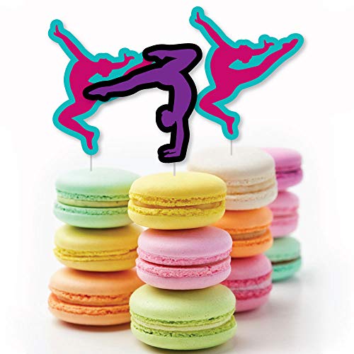Tumble, Flip & Twirl - Gymnastics - Dessert Cupcake Toppers - Birthday Party Or Gymnast Party Clear Treat Picks - Set Of 24 #TOP3