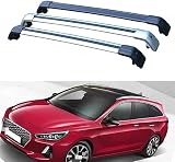 2 Piezas Coche Bacas Barra Transversal para H-yundai I30 Estate i30 SW 2018 2019, Barra De Techo Transversal Aluminio Bacas Portaequipajes Exteriores,Silver