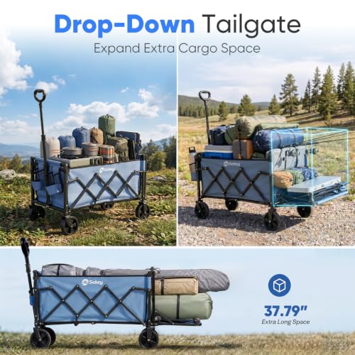 Sekey Collapsible Wagon with Tailgate, 300 lb Capacity, 38 in Cargo Length by Sekey - Used condition - Image 2