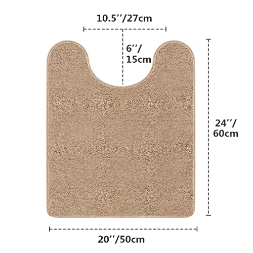 Image of VANZAVANZU Toilet Rugs for Bathroom U Shaped, Contour Bath Rugs for Toilet Bath Mats for Bathroom Non Slip Extra Soft Absorbant Microfiber Shaggy Thick Toilet Rugs U Shaped (U 20 inch*24 inch, Beige)