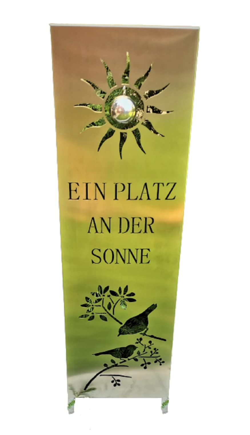 Gartenstecker Gartenschild EIN Platz an der Sonne aus Edelstahl matt gebürstet Abmessung 120x25x5 cm, Silber, 120 cm