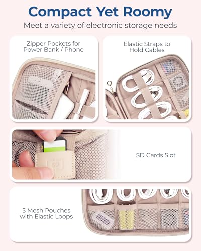 Image of BAGSMART Travel Case - Cable Organizer Bag for Tech Accessories, Warm Grey