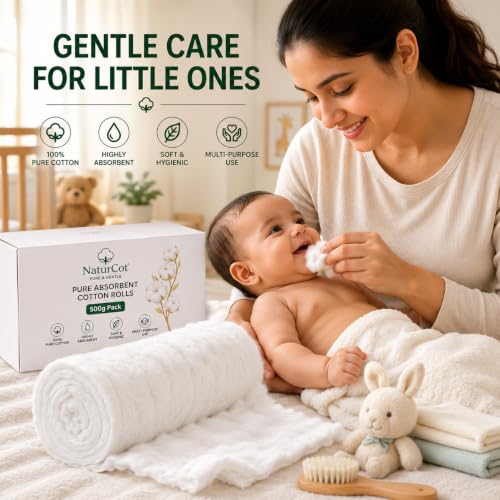Image of Premium Absorbent Cotton Roll (400g Net Weight, No Paper Tube) | Coreless & 100% Pure | Soft, Lint-Free Bulk Utility for Medical First Aid, Wound Dressing, Baby Care & Hygiene (1 Pack)