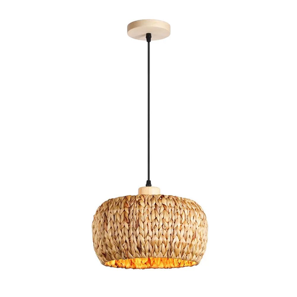 Abat-jour en corde de chanvre blanche pour suspension vintage rétro à hauteur modulable E27