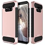 MASCHERI For Galaxy S8 Plus Case [Carbon Fiber Design] Shock Absorption Protective Dual Layer Military-Grade Defender Hybrid Case Cover for Samsung Galaxy S8 Plus - Rose Gold