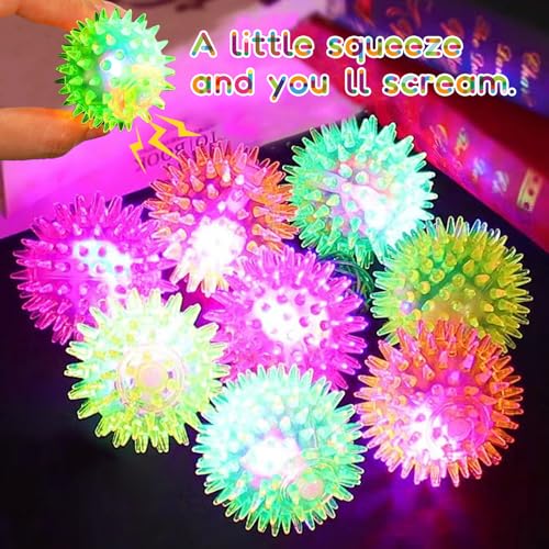 12 Stück Flummies-Igelball für Kindergeburtstag - LED-Leuchtball Jump Ball, Leuchtspielzeug als Kleine Gastgeschenke