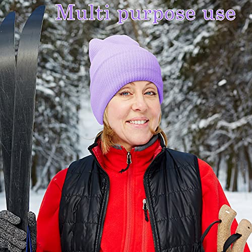 3 Pieces 3 Hole Ski Mask Knitted Full Face Cover Adult Balaclava Knit Ski Face Cover Thermal Knitted Head Wrap For Men Women(Light Purple, Light Blue, Rose Red) #TOP3