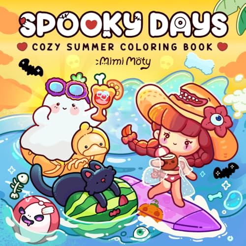 Spooky Days: Cozy Summer Coloring Book for Adults and Teens Featuring Cute Creepy Moments and Funny Beach Vibes for Relaxation