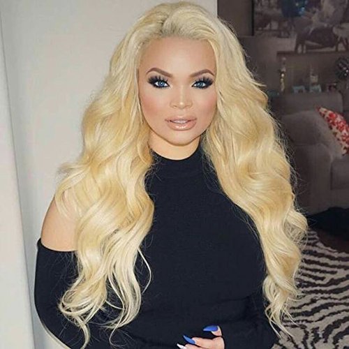 N&T Cosplay Blonde Curly Wigs Gorgeous Women Long Body Wave Wavy Wig with Free Wig Cap (Light Blonde)