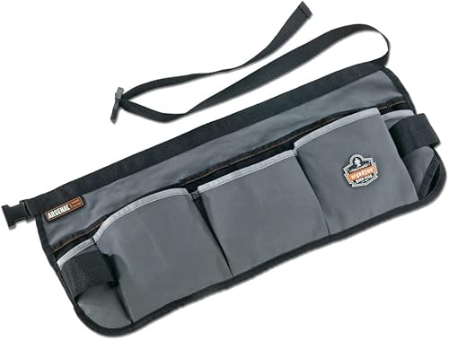 Delantal de cintura de 13 bolsillos, 9" de largo x 10" de ancho x 1" de alto, gris