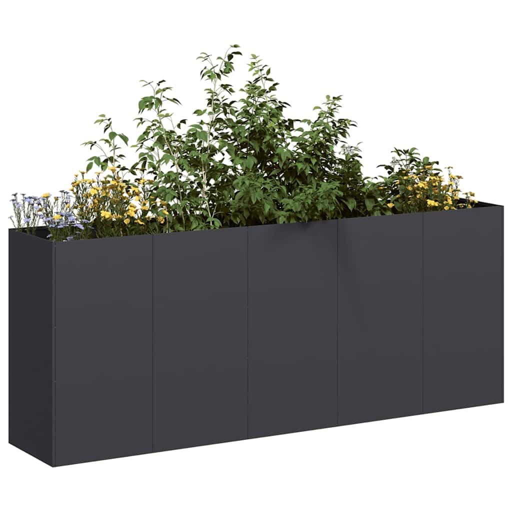 vidaXL Pflanzkübel Schwarz 200x40x80 cm Kaltgewalzter Stahl, Pflanzschale, Garten-Garten-Pflanzkübel, Outdoor-Pflanzgefäß, Hochbeet, Pflanzgefäß