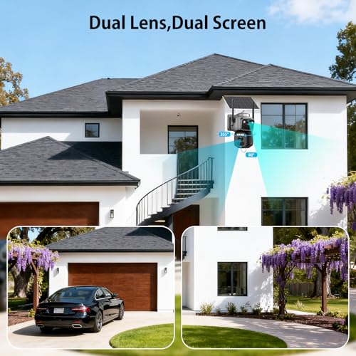 image for Leibuu 4K Dual Lens Solar Security Cameras Wireless Outdoor, 2.4/5G Wi
