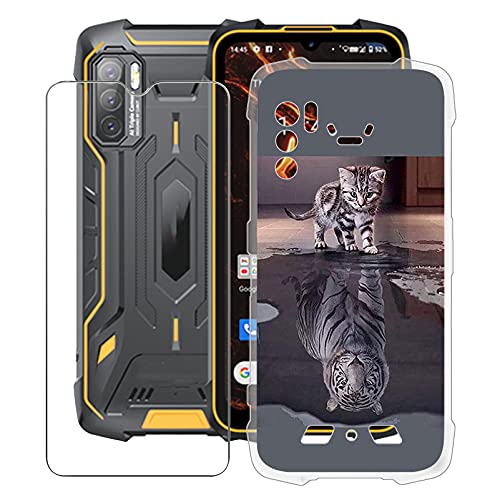 Hhuan Case For Cubot King Kong 5 Pro (6.09 Inch) With Tempered Glass Screen Protector, Clear Soft Silicone Protective Cover Bumper Shockproof Phone Case For Cubot King Kong 5 Pro - Wma8 #TOP13