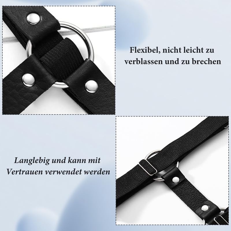KWJEIULSOQ Strumpfhalter Damen Garter Belt Punk Leder Beinkette Suspender Oberschenkel Ring Harness Gothic Oberschenkelkette für Frauen(Schwarz)
