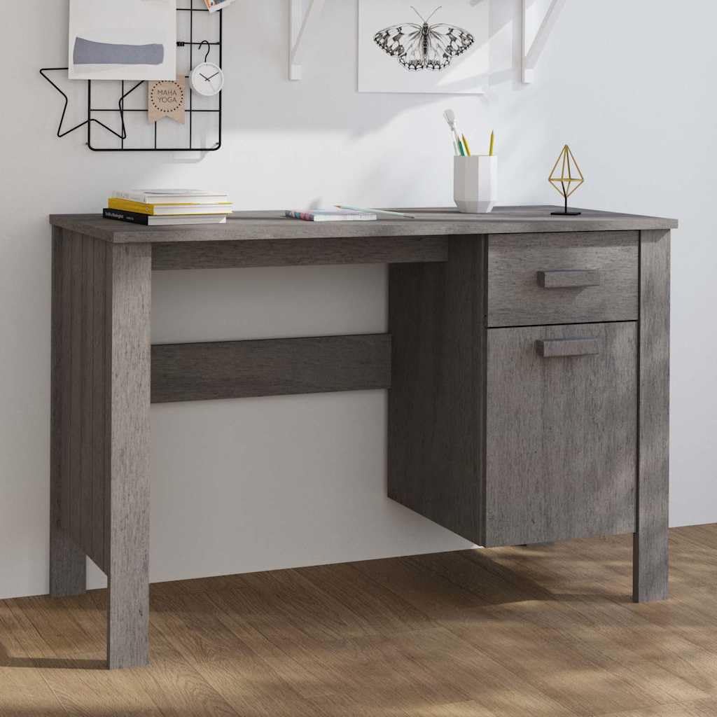 Scrivania HAMAR 113x50x75 cm Legno di pino Massiccio Grigio Chiaro