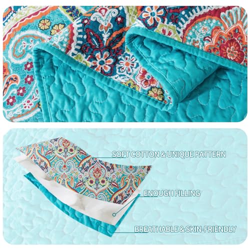 BEDIFANY Cotton Quilt King Size - Lightweight King Size Quilt Bedding Set for a Comfortable Sleep - Reversible Bedspread (98 * 106 in) with Boho Pattern, 3 Pieces