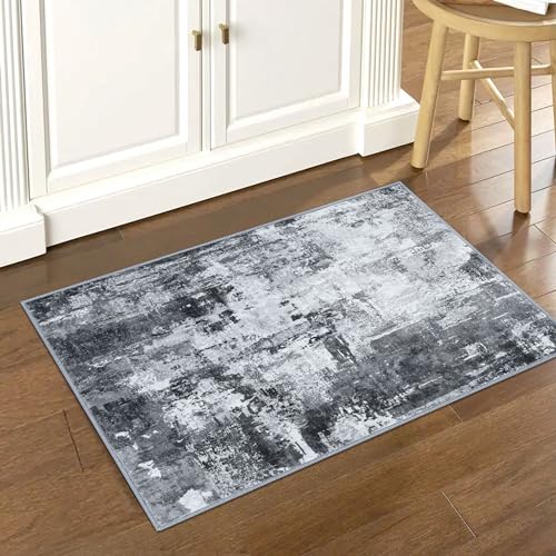 KOZYFLY 2x3 Rug Non-Slip Small Area Rug Abstract Machine Washable Indoor Front Door Mat Modern Rug for Entryway, Throw Rug with Low Pile Small Carpet for Bedroom, Living Room, Bathroom
