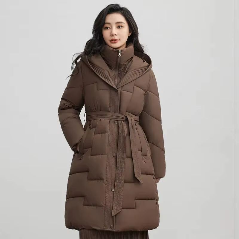 Winter Long Coat Women's Thicken Cotton padded Warm Snow Outerwear Loose Female Windproof Hooded Jacket Parkas Khaki XL