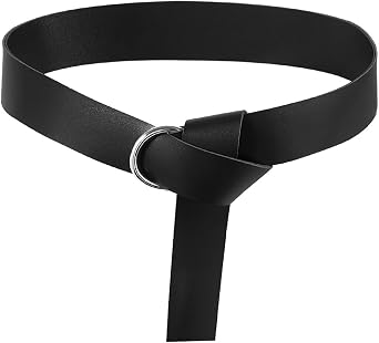 Medieval PU Leather O Ring Belt Knight Cosplay Waistband Renaissance Reenactment Accessory 190cm/74.8", Black