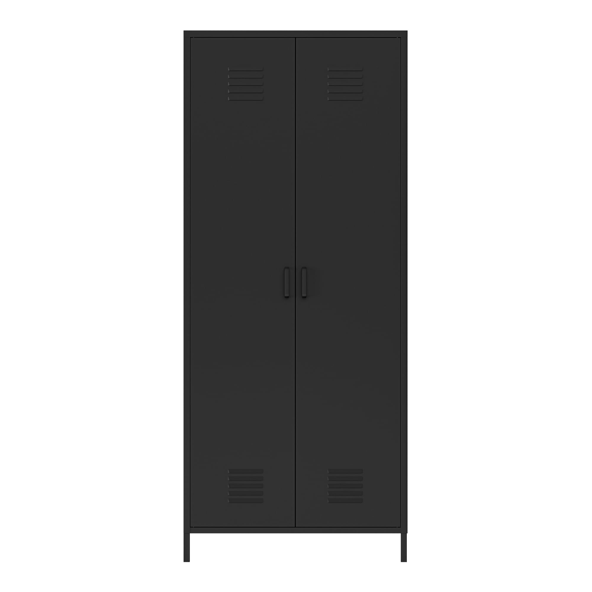 [en.casa] Armoire Métallique Vestiaire Casier avec Fentes d'Aération Barre de Penderie Meuble de Rangement Style Industriel pour Chambre Bureau Atelier Acier 180 x 76 x 50 cm Noir Mat
