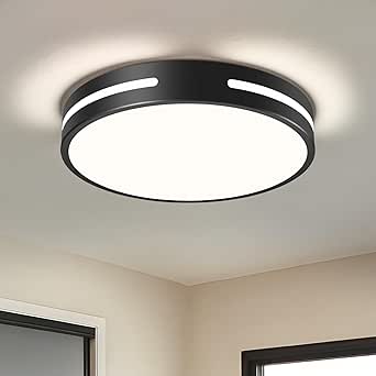 Peblto Modern Black Flush Mount Ceiling Light Mid-Century LED Ceiling Light Bedroom Light ...