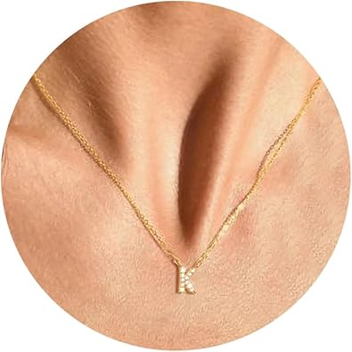 Initial Heart Necklaces for Women - Dainty Cute Necklace Small Layered 14K Gold Plated A-Z Letter CZ Pendant Trendy Satellite Chain Necklaces for Women Non Tarnish Gold Jewelry Set Gift
