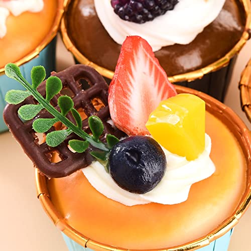 6Pack Artificial Cake Fake Cupcakes, Artificial Simulation Cake Dessert, Photography Props Decoration, Faux Replica Cake Bread Dessert for Display Props Model (6 PCS) by GOWENIC - Used condition - Image 6